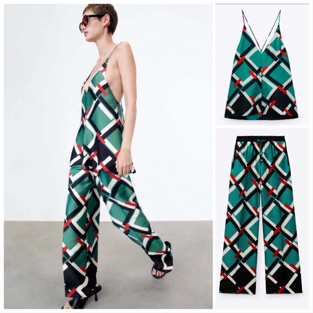 NWT ZARA 2 piece GEOMETRIC PRINT TOP and GEOMETRIC PRINT PANTS